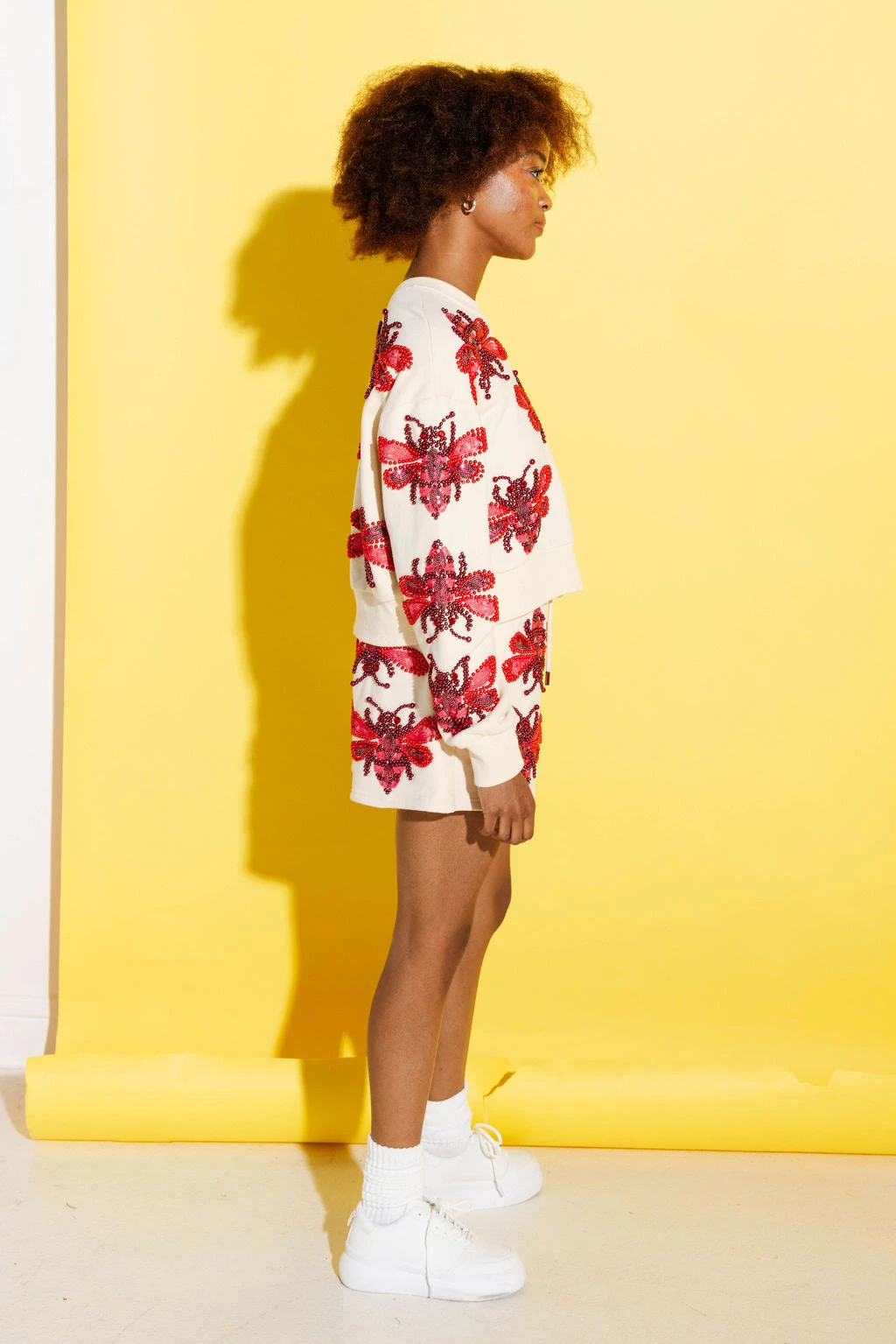 Queen Of Sparkles Tan & Red Bumble Bee Sweatshirt - Image 3