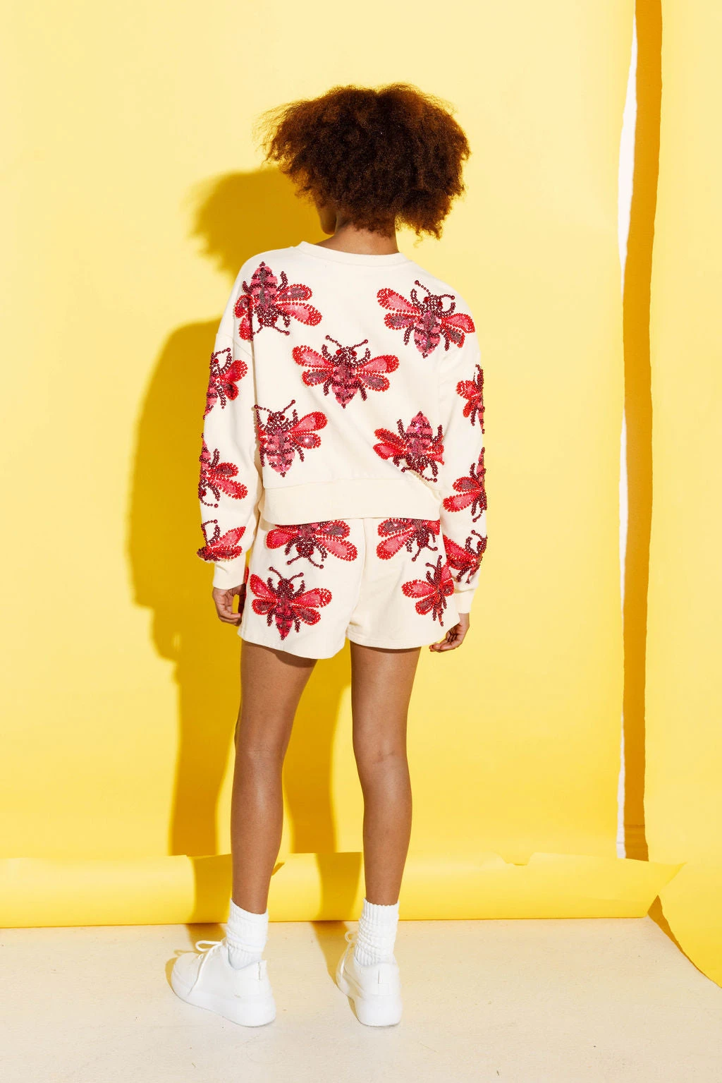 Queen Of Sparkles Tan & Red Bumble Bee Sweatshirt - Image 4