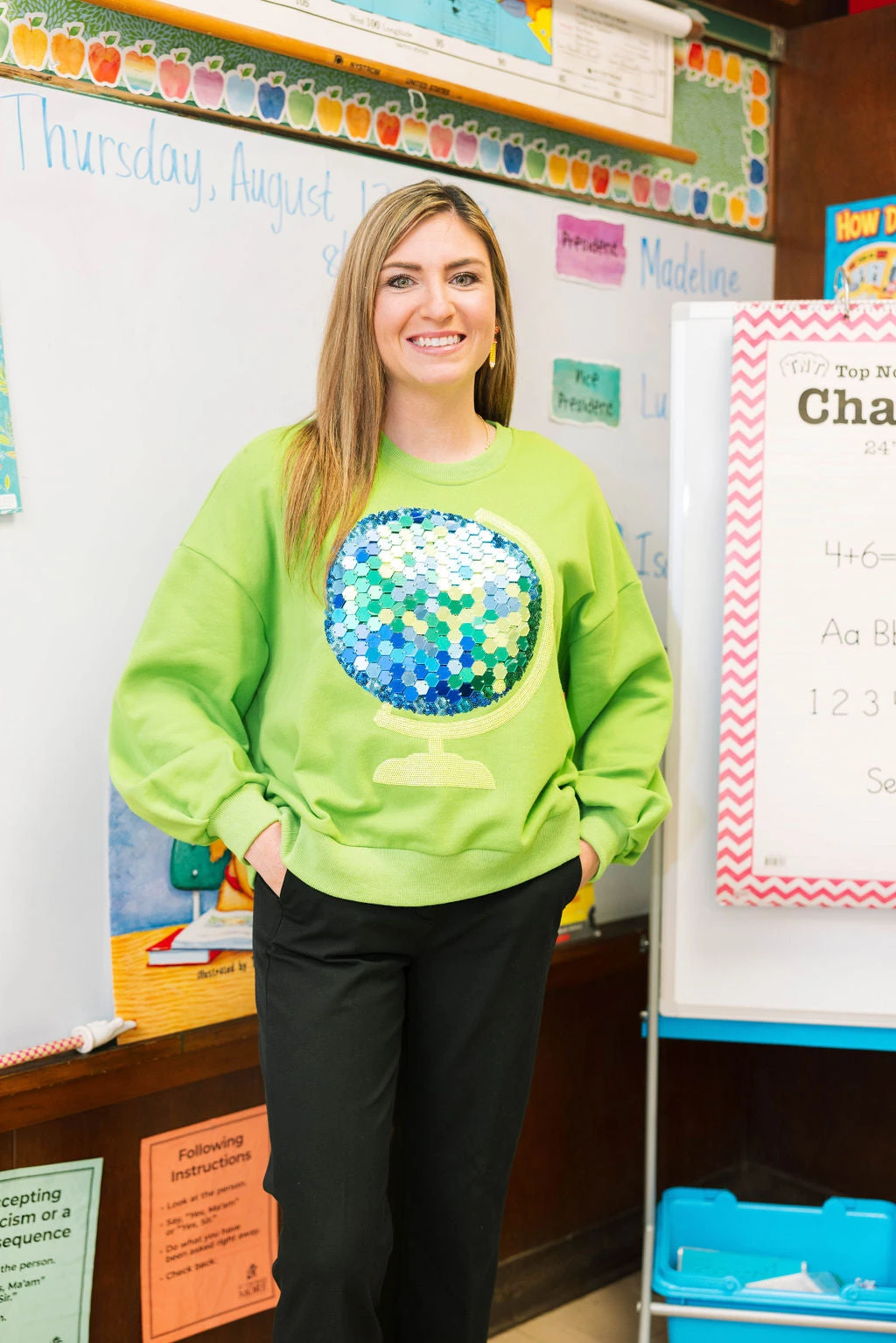 Queen Of Sparkles Green Globe Sweatshirt