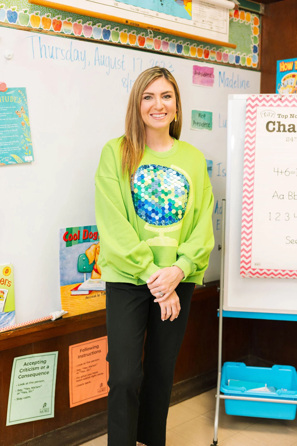 Queen Of Sparkles Green Globe Sweatshirt - Image 2