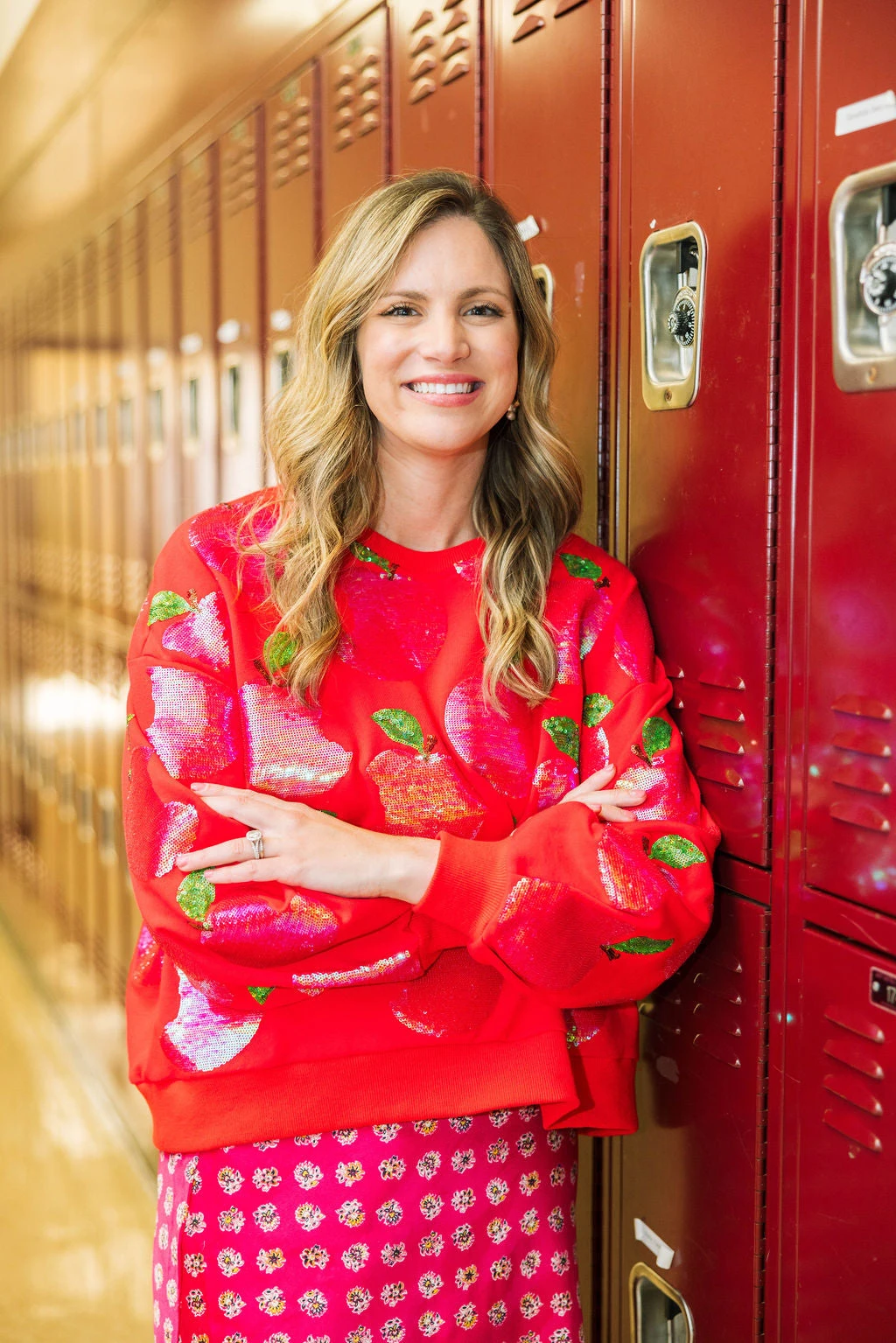 Queen Of Sparkles Red Sequin Apple Sweatshirt