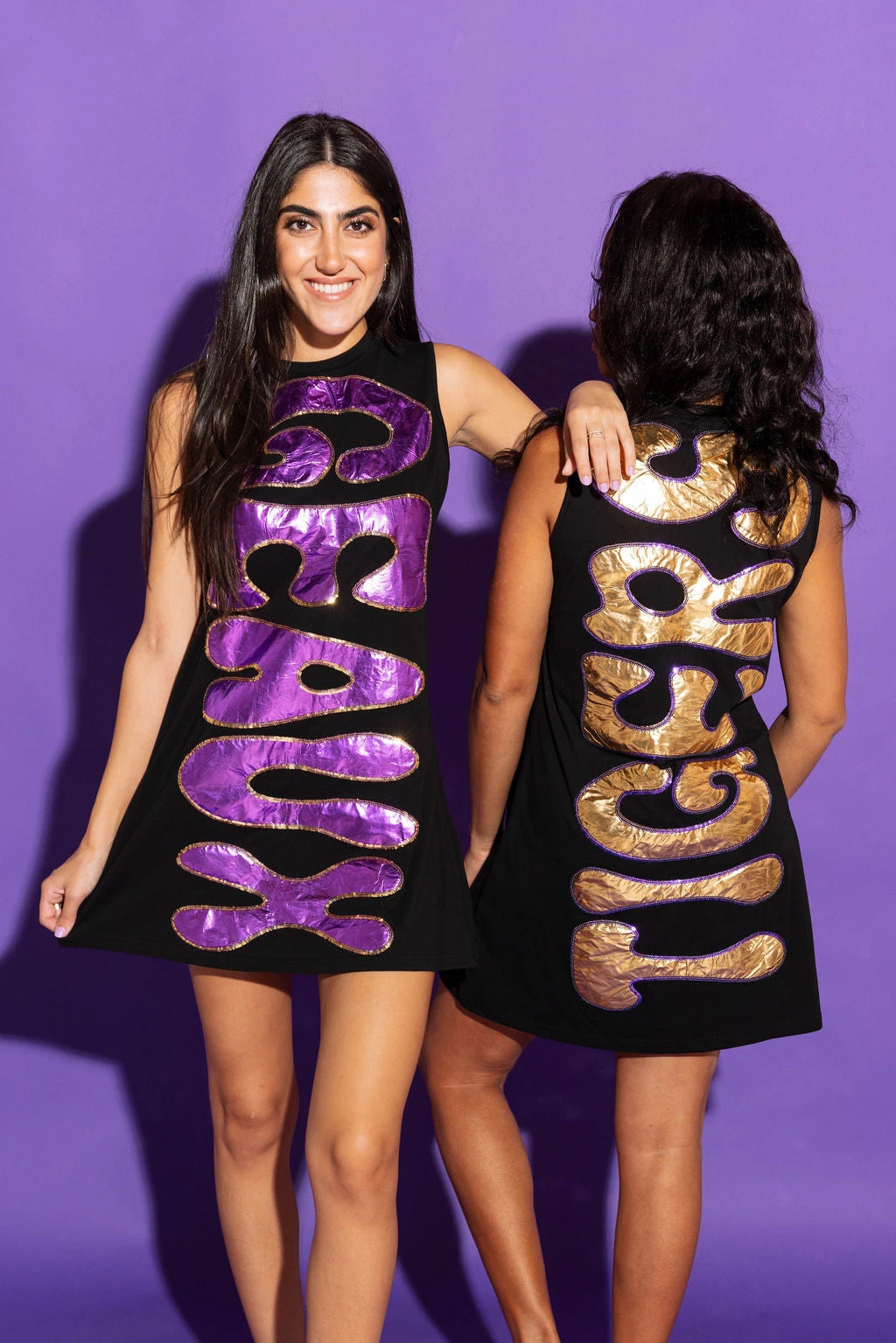 Queen Of Sparkles Black Iridescent 'Geaux Tigers' Tank Dress