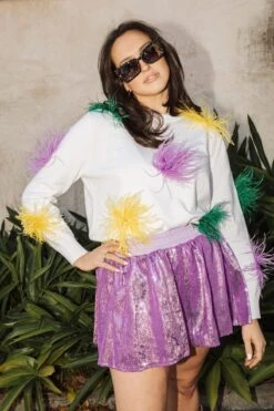 Queen Of Sparkles Purple Sequin Swing Shorts