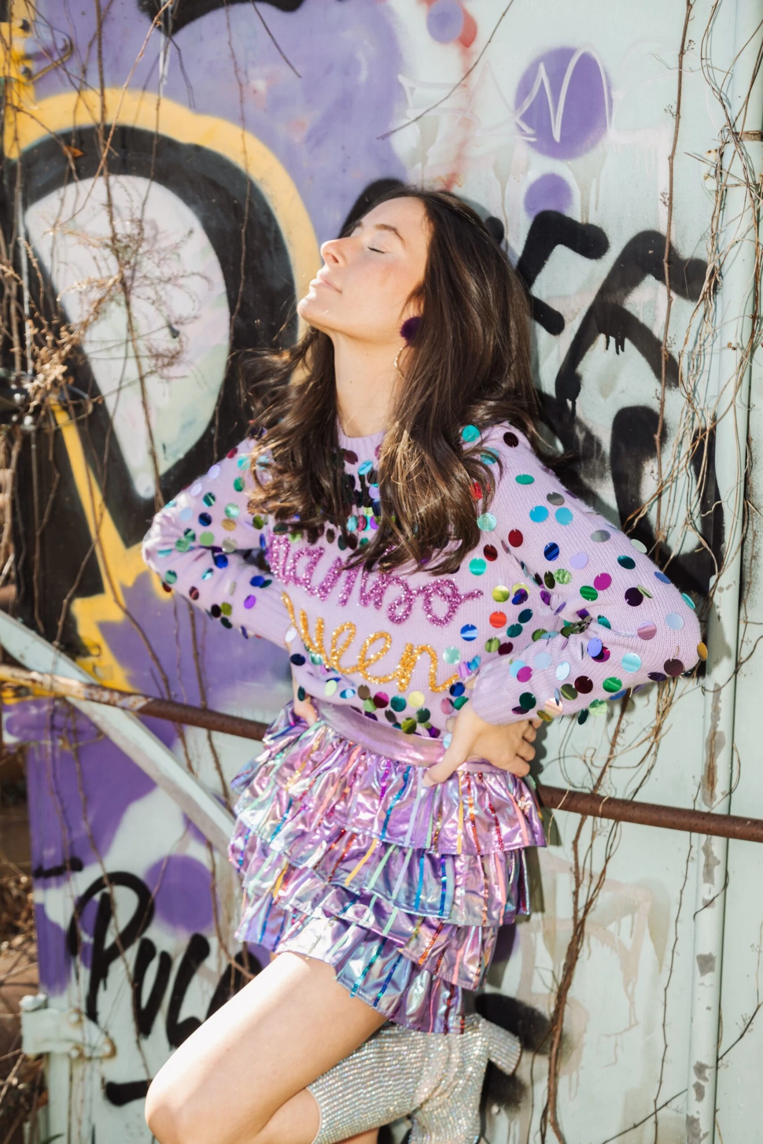 Queen Of Sparkles Iridescent Rainbow Pardi Skort - Image 2