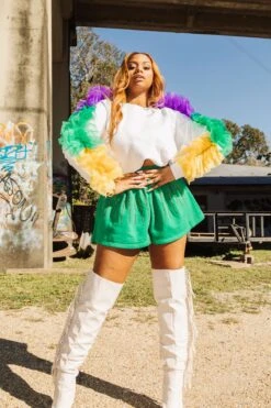 Queen Of Sparkles Mardi Gras Ruffle Sweatshirt