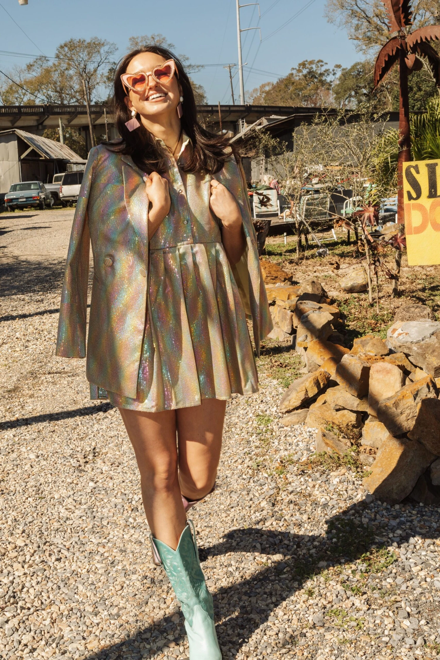 Queen Of Sparkles Gold Mini Sequin Collar Dress - Image 3