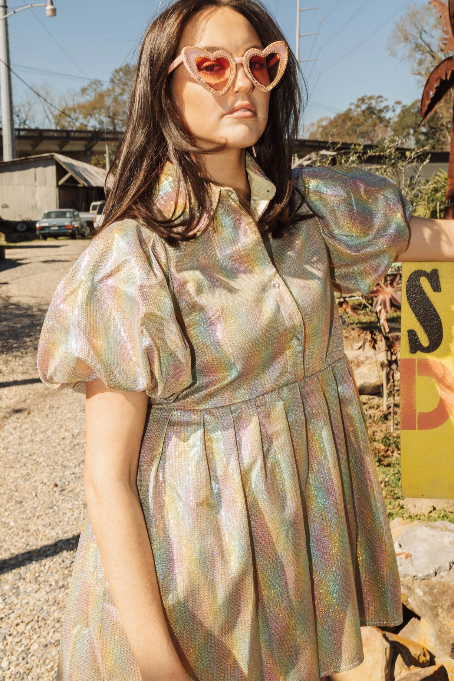 Queen Of Sparkles Gold Mini Sequin Collar Dress - Image 4