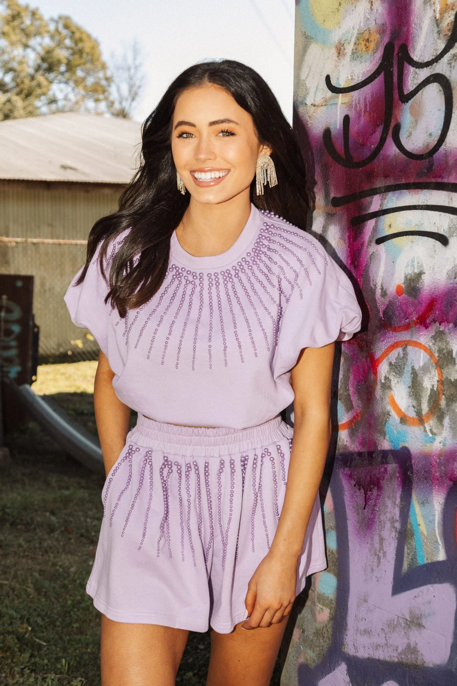 Queen Of Sparkles Lavender Pearl Burst Bubble Top