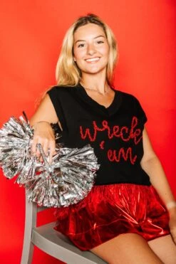 Queen Of Sparkles Pointing Finger Feather Sweater Tank