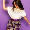 Queen Of Sparkles Purple Tiered Sequin Skirt With Tigers