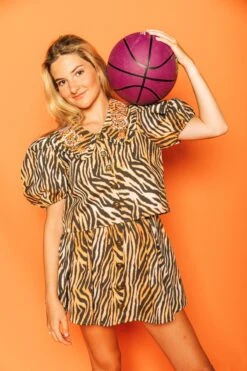 Tiger Cotton Button Down Skirt