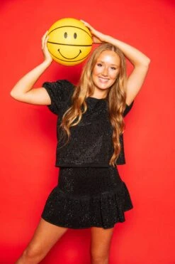 Queen Of Sparkles Black Rhinestone Skirt