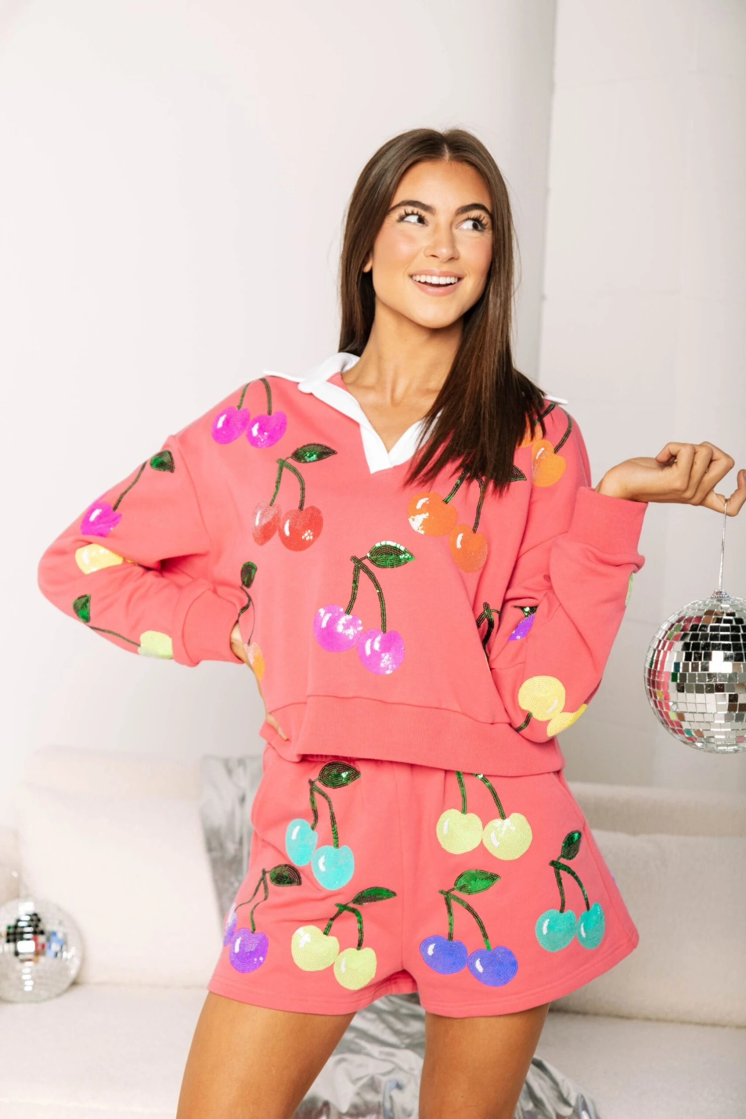 Queen Of Sparkles Bright Pink Rainbow Cherry Shorts