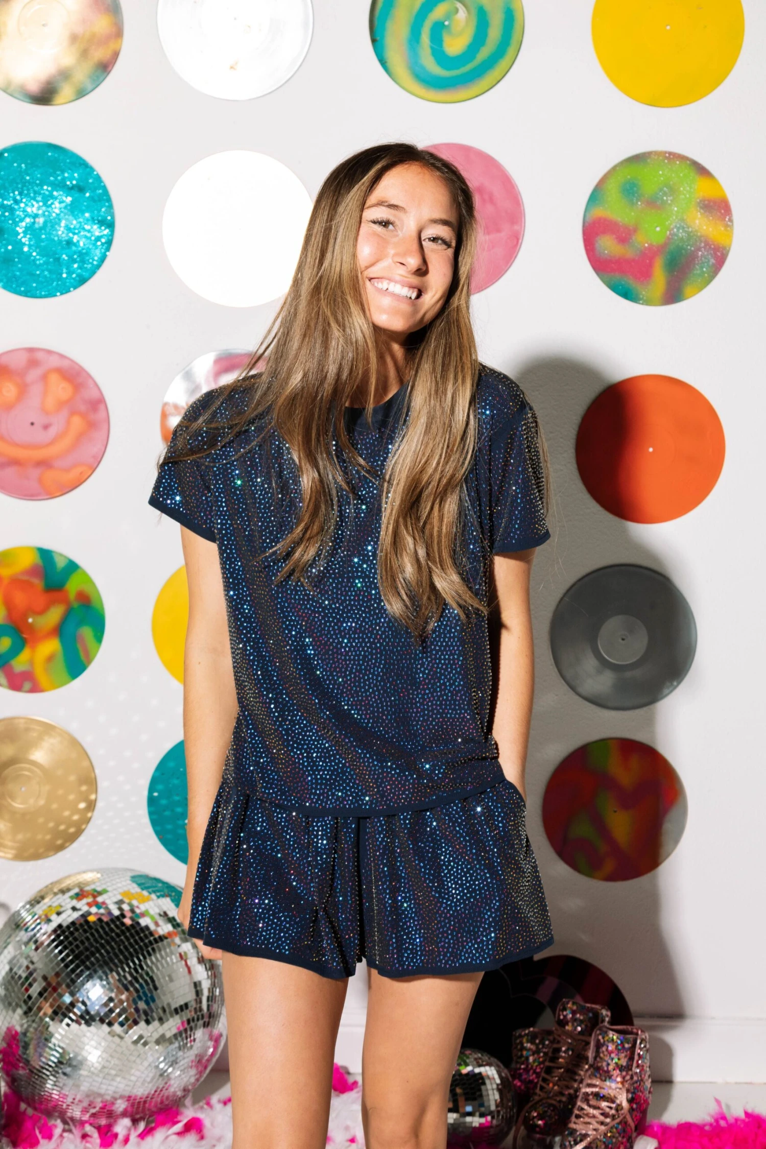 Navy Rainbow Active Rhinestone Top - Image 3