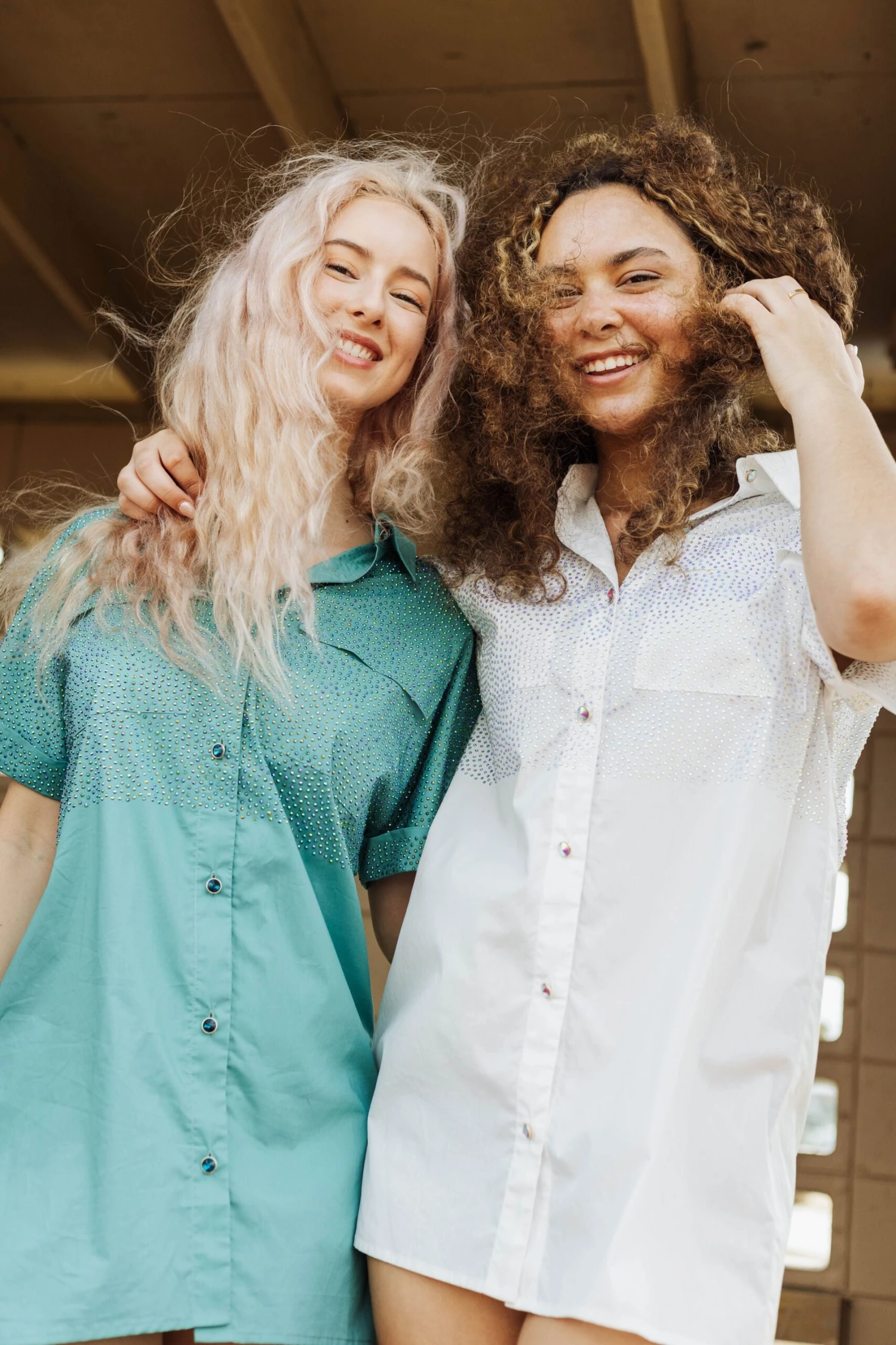 Queen Of Sparkles Teal Rhinestone Top Button Down Dress - Image 3