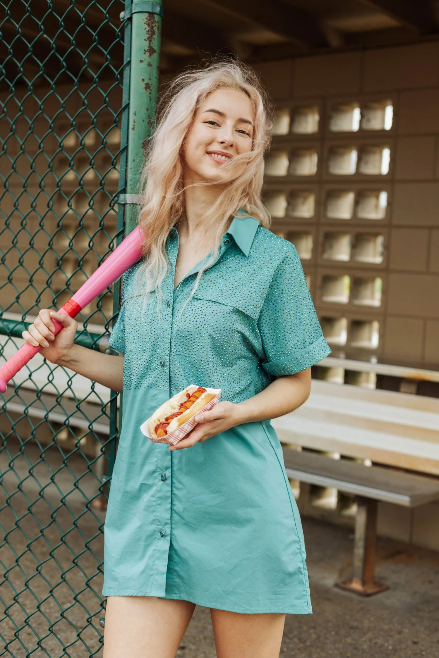 Queen Of Sparkles Teal Rhinestone Top Button Down Dress