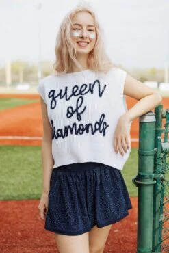 Queen Of Sparkles Navy Queen Of Diamonds Sweater Vest