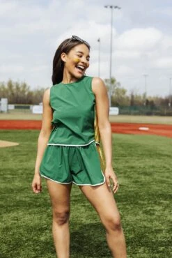 Queen Of Sparkles Green & Gold Side Active Tank