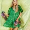 Queen Of Sparkles Green Tinsel Sequin Sleeve Dress