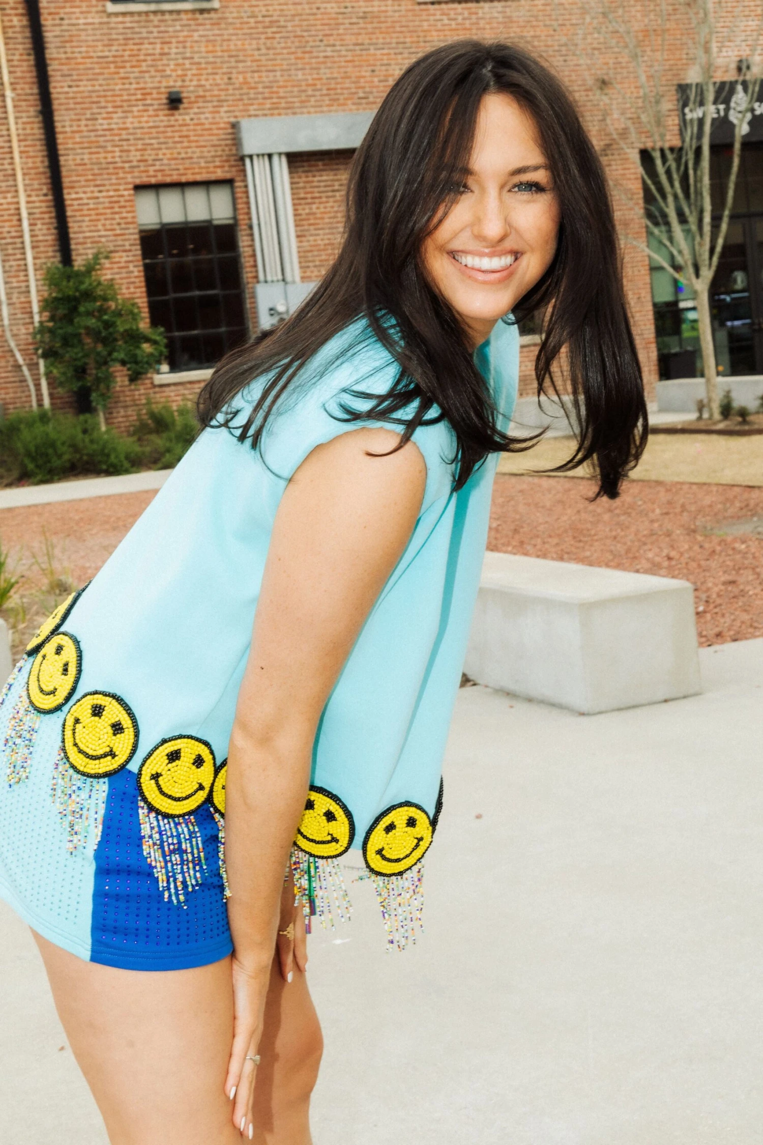 Queen Of Sparkles Fringe Smiley Shoulder Pad Tank - Image 2