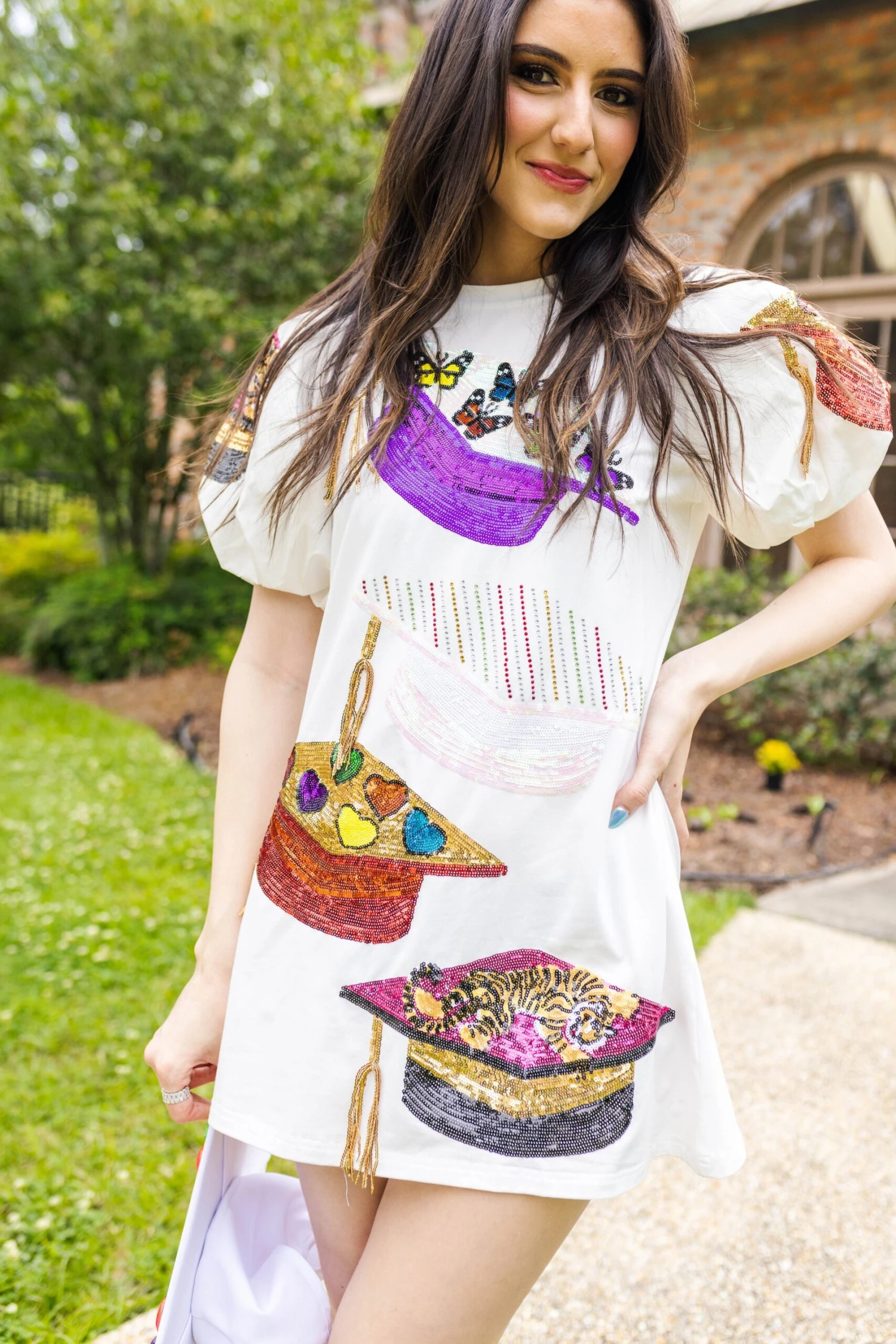 Graduation Hat Poof Sleeve Dress - Image 4