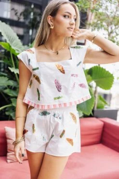 White Umbrella Cotton Top