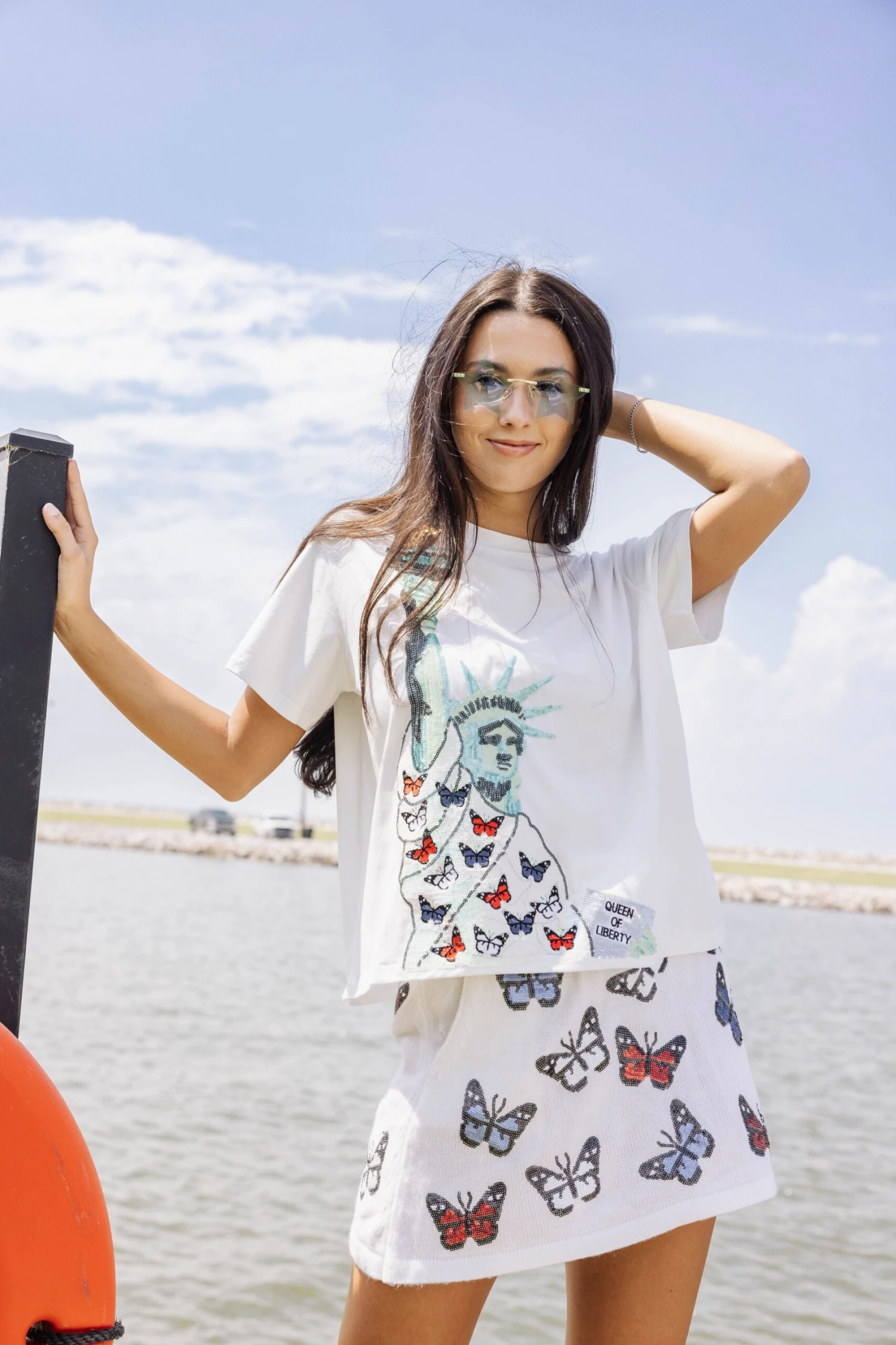 White Lady Liberty Butterfly Tee - Image 3