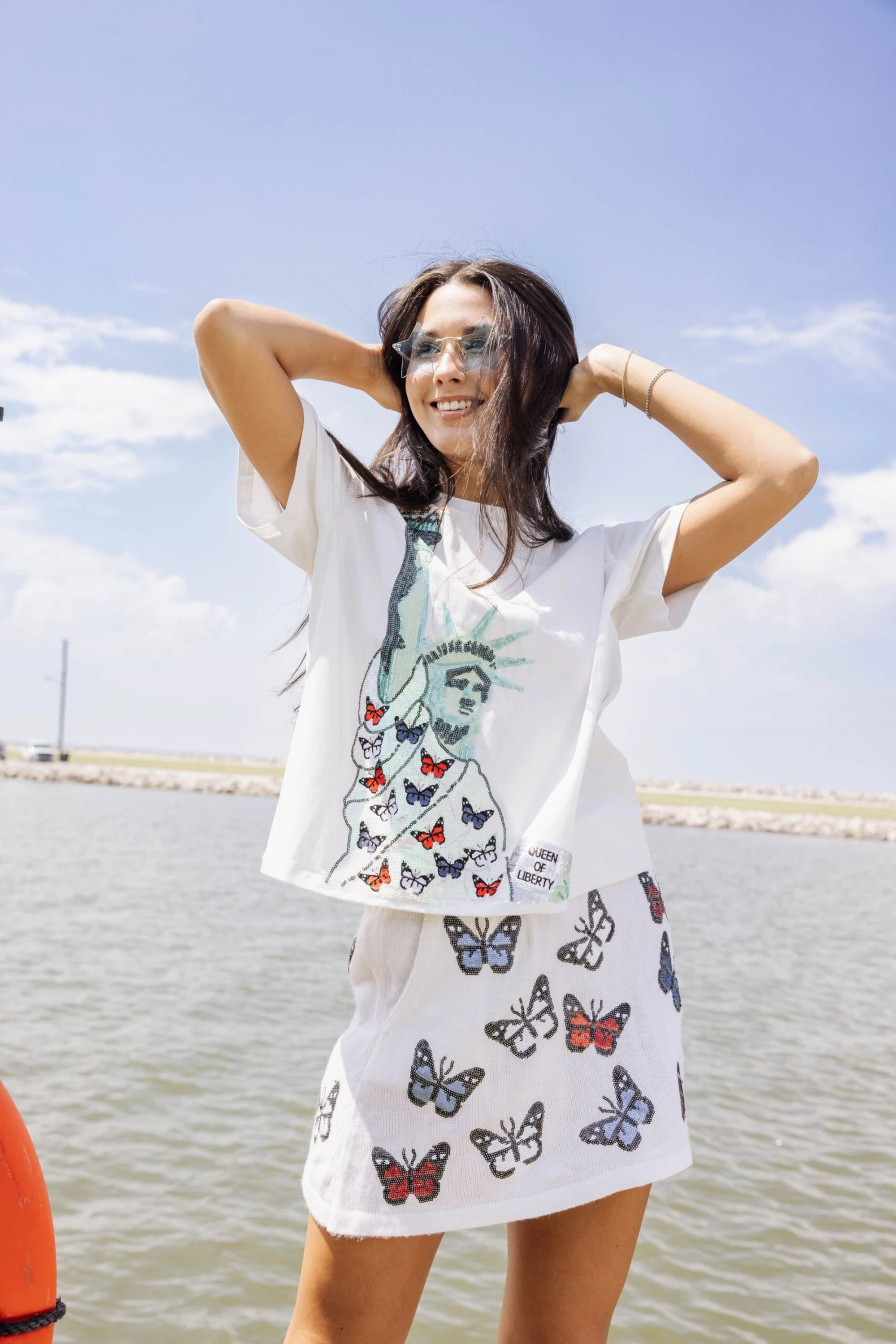 White Butterfly Sweater Skirt - Image 4