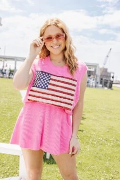 Neon Pink Sweater Skirt