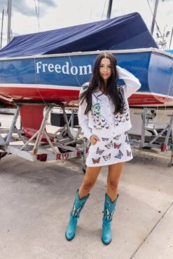 White Butterfly Sweater Skirt