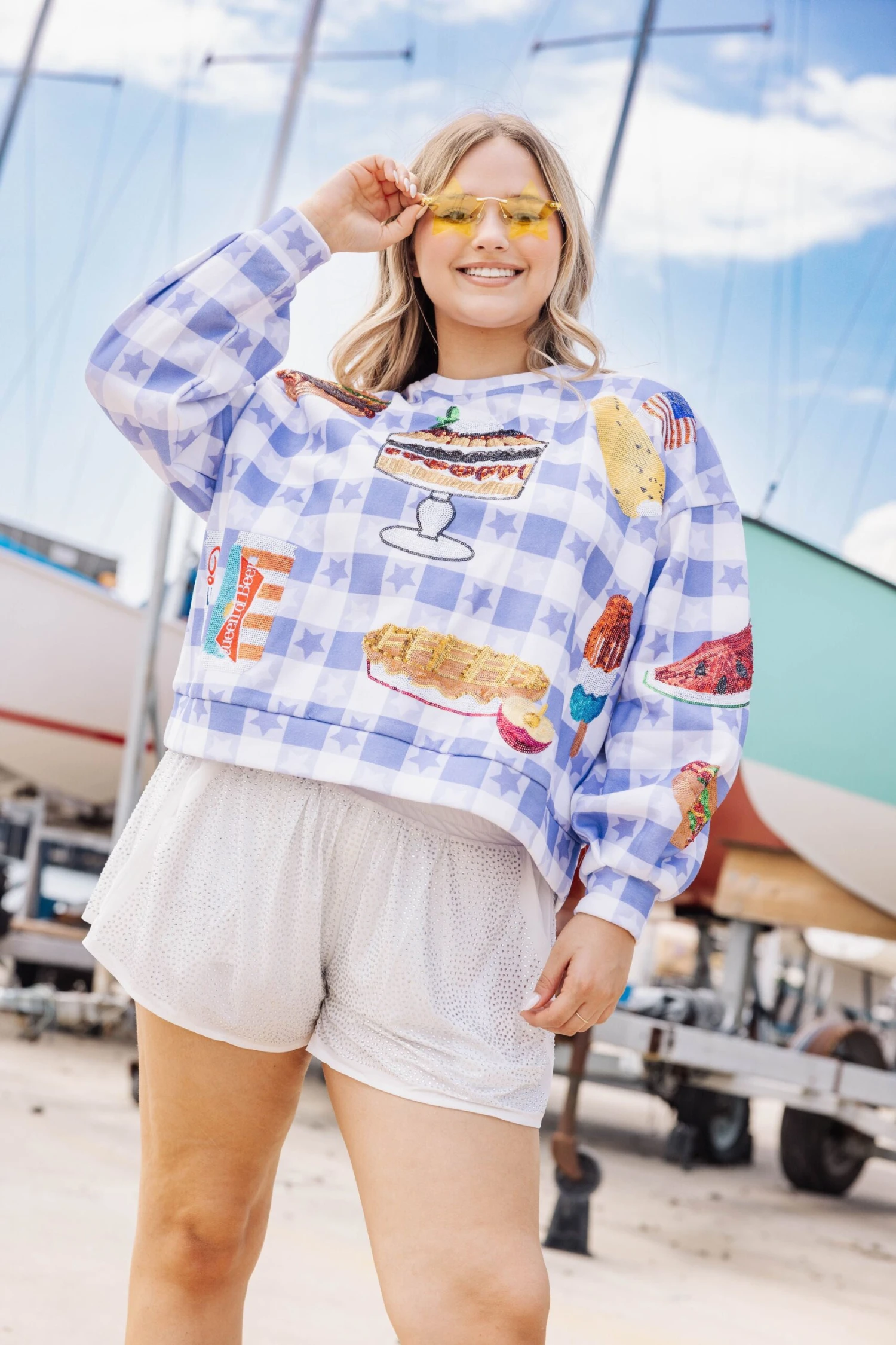 Blue & White USA Picnic Sweatshirt - Image 3