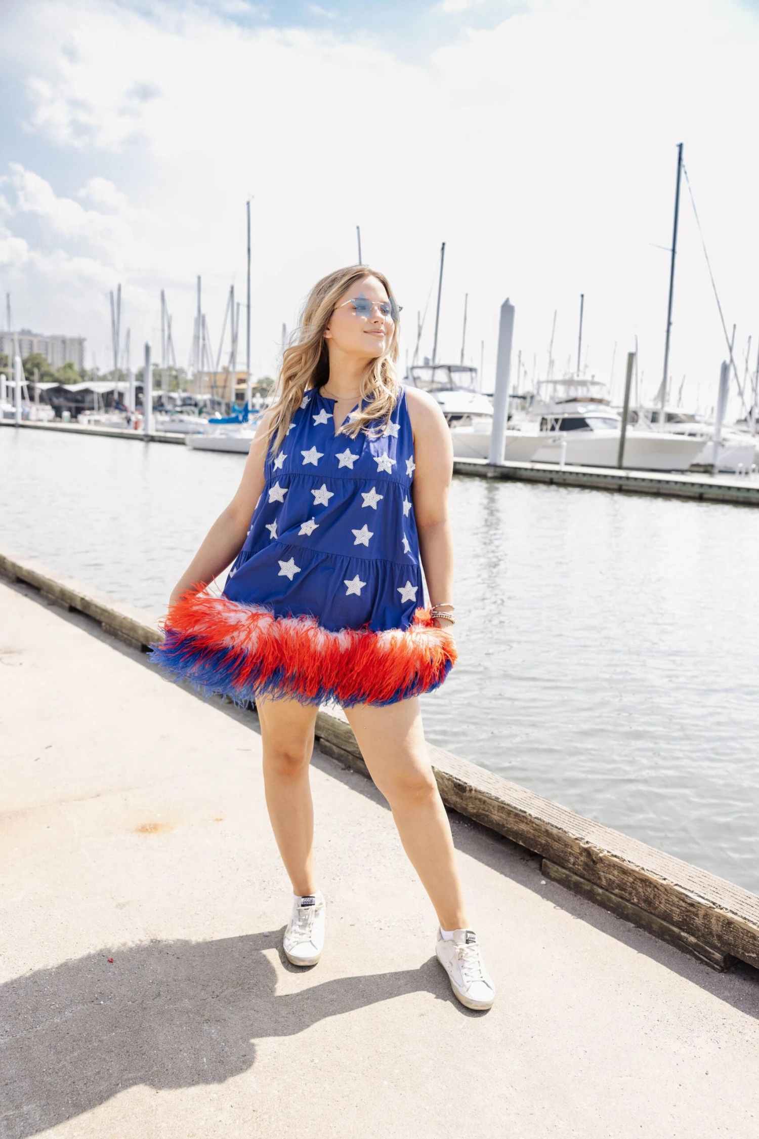 Blue Star Feather Bottom Tank Dress - Image 2