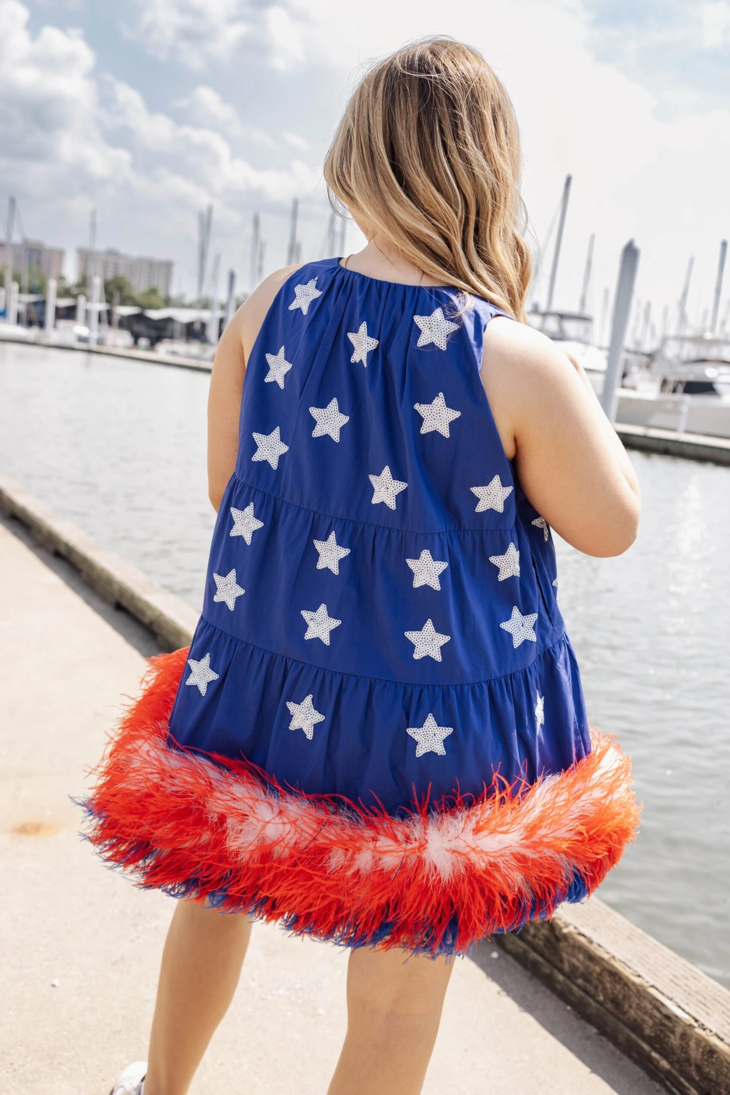 Blue Star Feather Bottom Tank Dress - Image 3