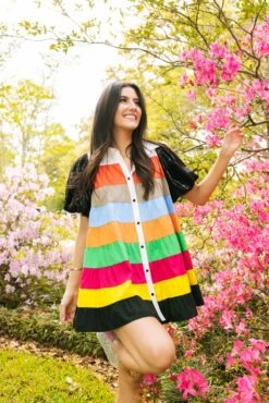 Queen Of Sparkles Multi Color Tier Black Sequin Poof Sleeve Dress