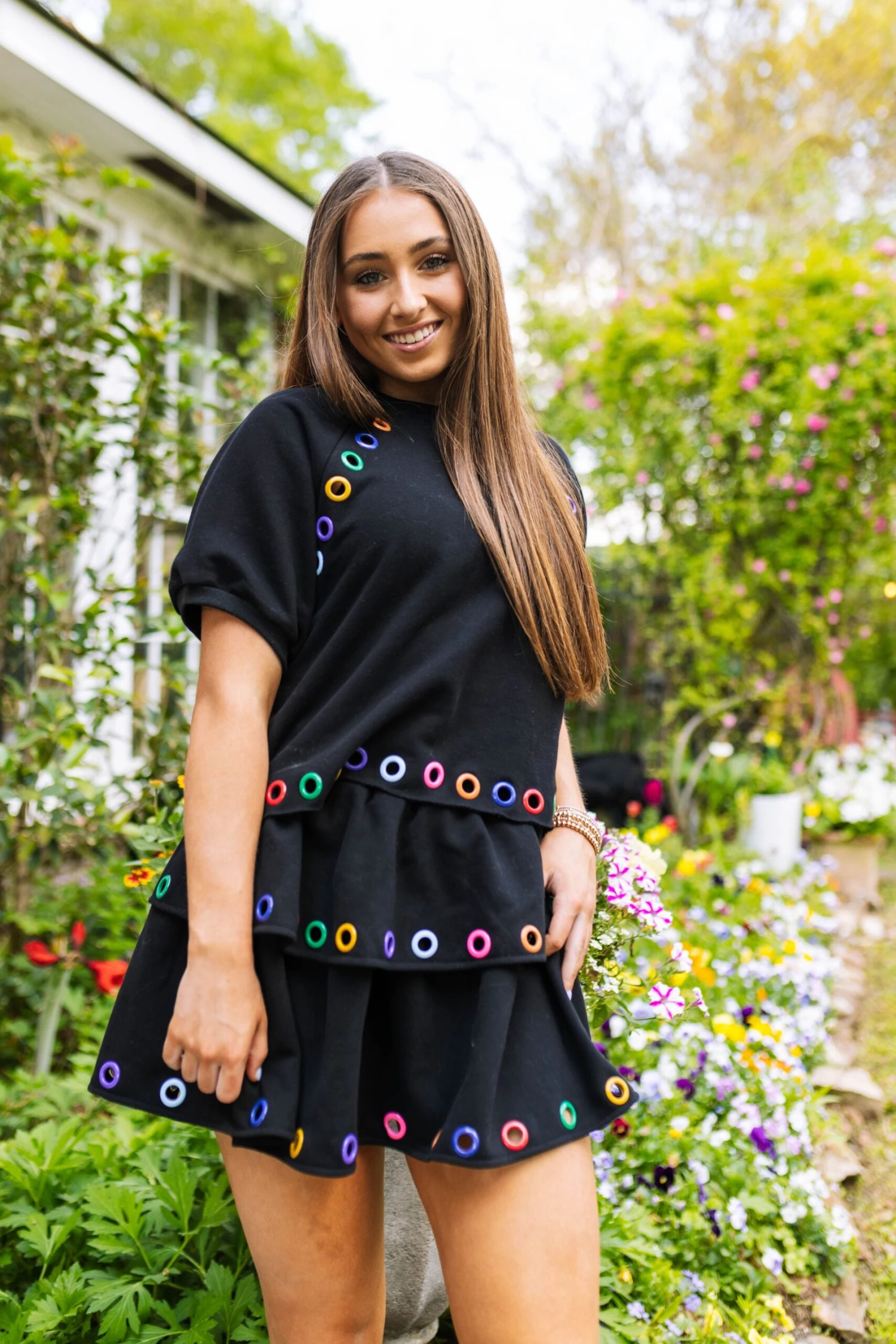 Queen Of Sparkles Black Rainbow Grommet Top - Image 2