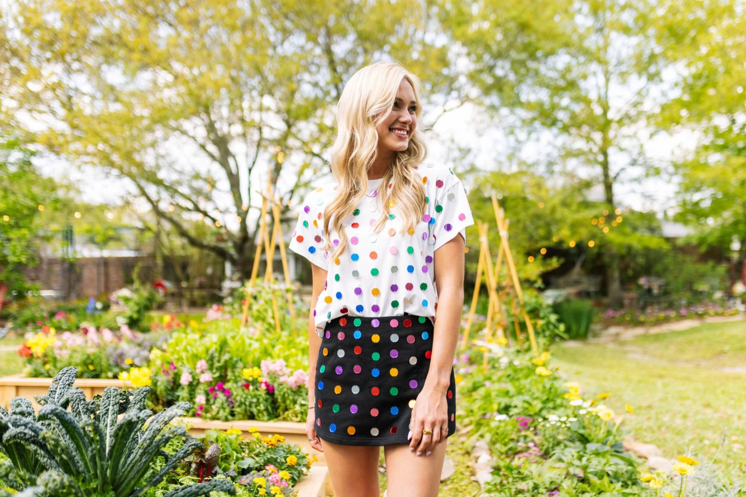 Queen Of Sparkles White Colorful Mirror Tee - Image 3