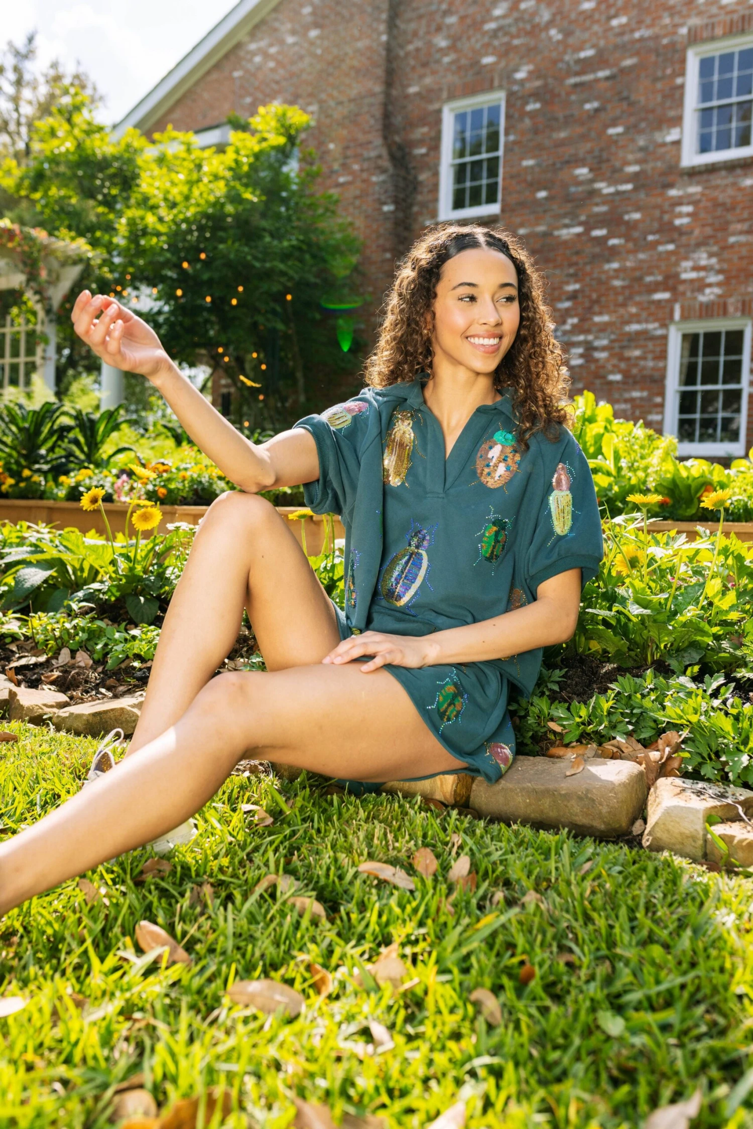 Queen Of Sparkles Dark Teal Beetles Short - Image 4