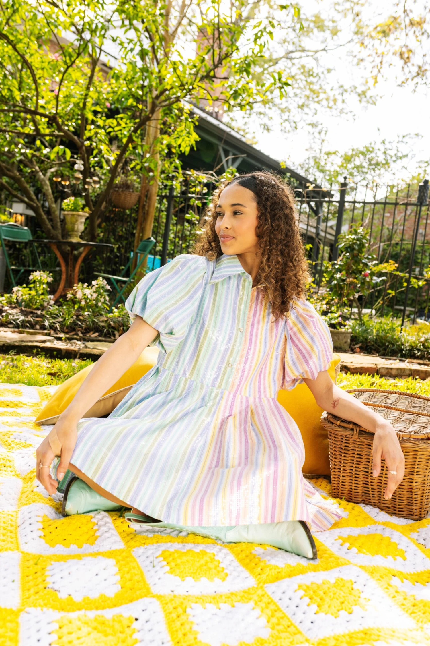 Queen Of Sparkles Split Sequin Stripe Collar Dress - Image 4