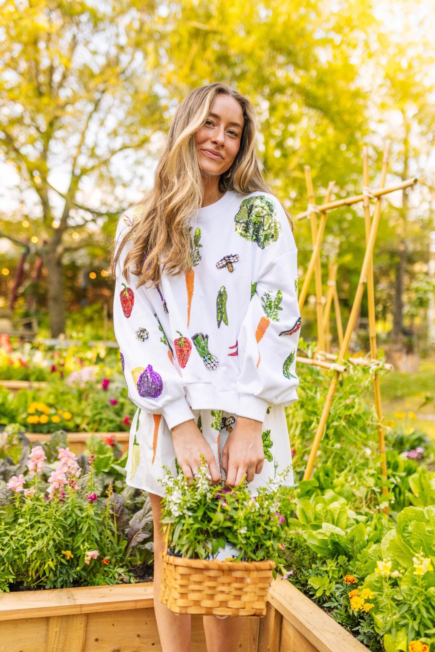 Queen Of Sparkles White Veggie Sweatshirt