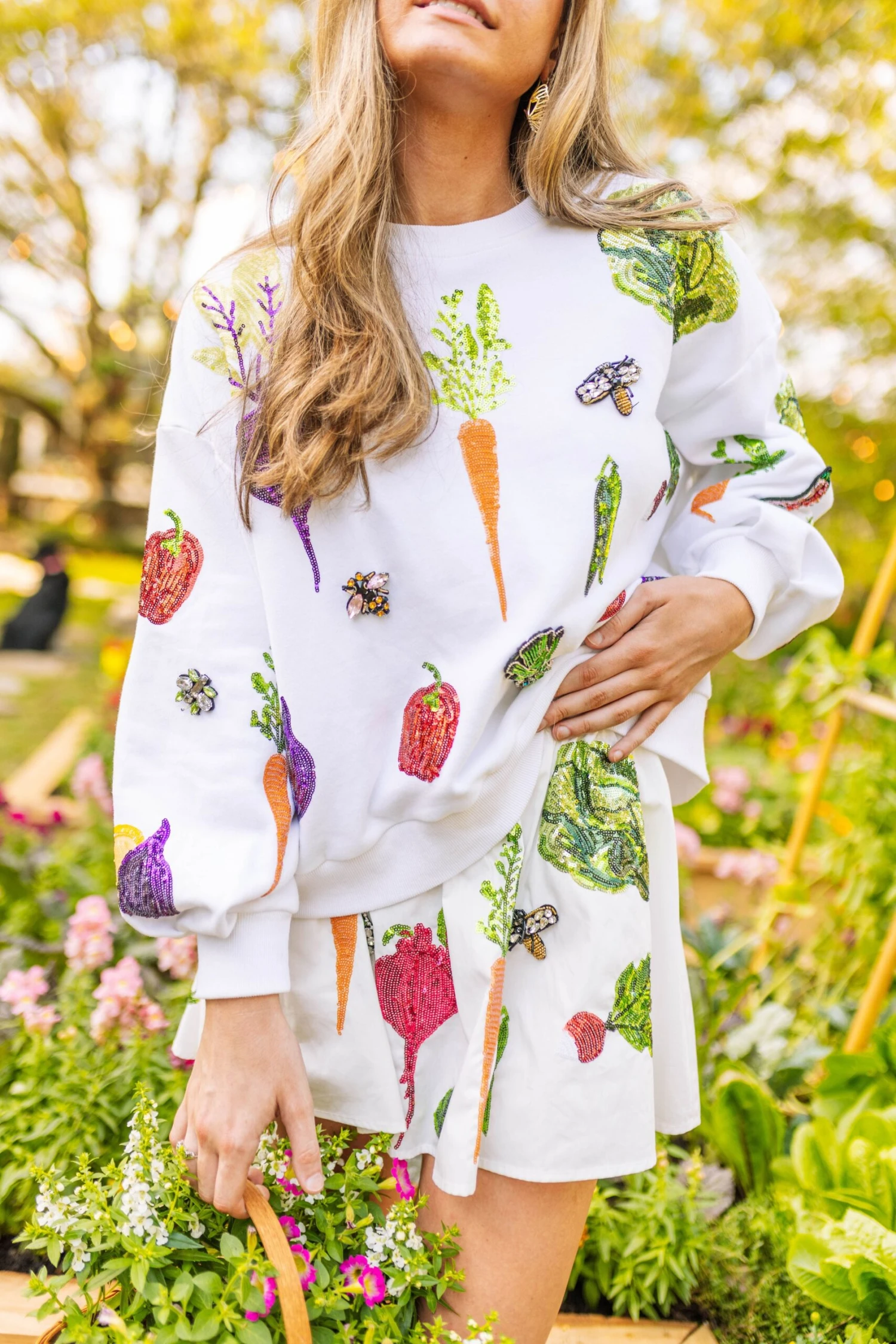 Queen Of Sparkles White Veggie Sweatshirt - Image 2