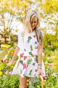 Queen Of Sparkles White Veggie Cotton Skort