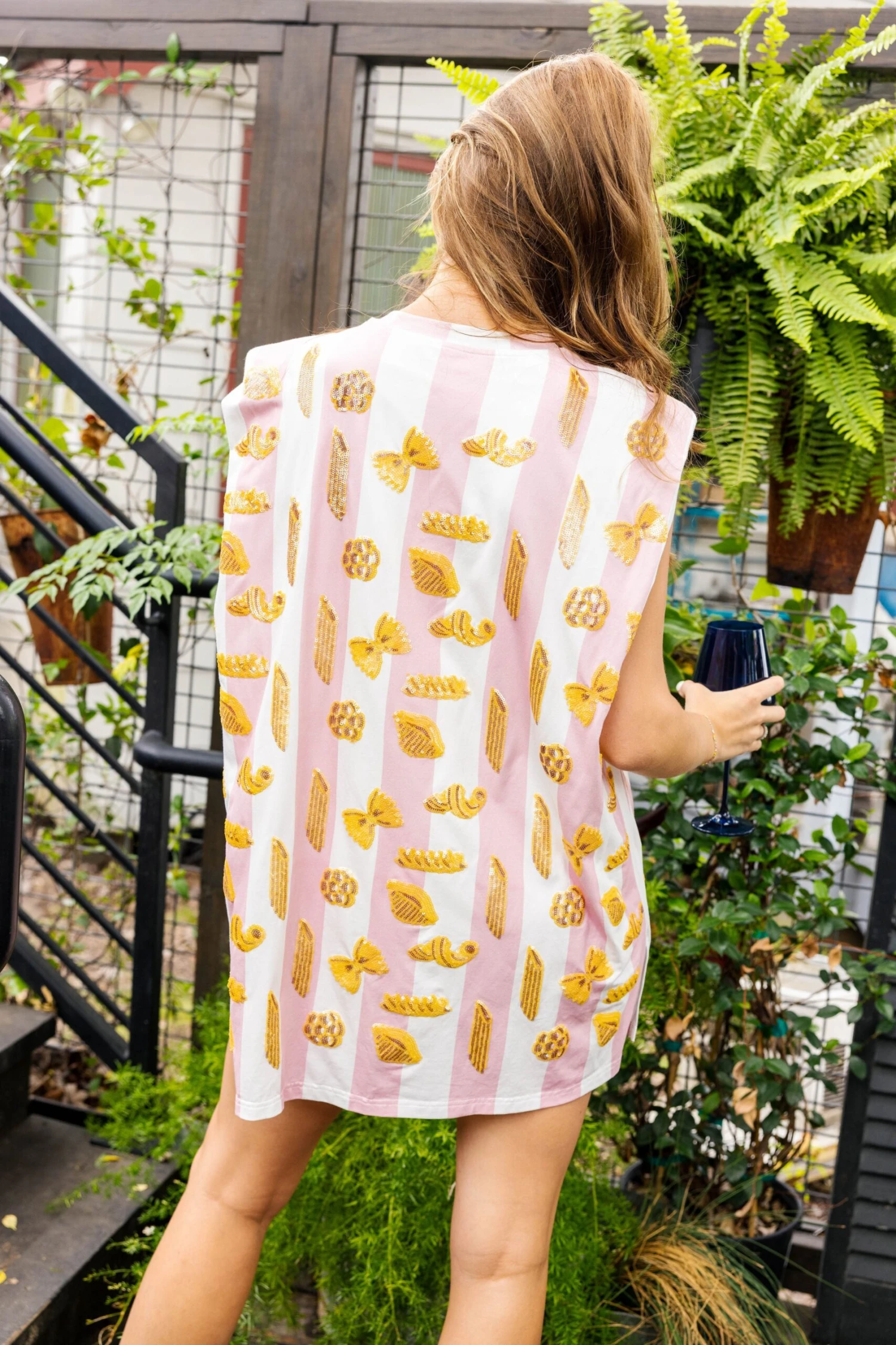 Stripe Pasta Shoulder Pad Dress - Image 3