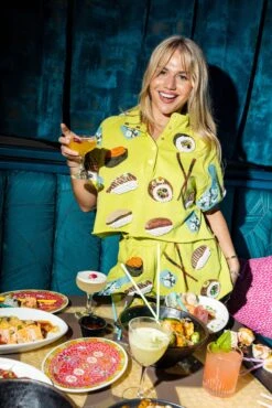 Lime Green Sushi Button Up Top