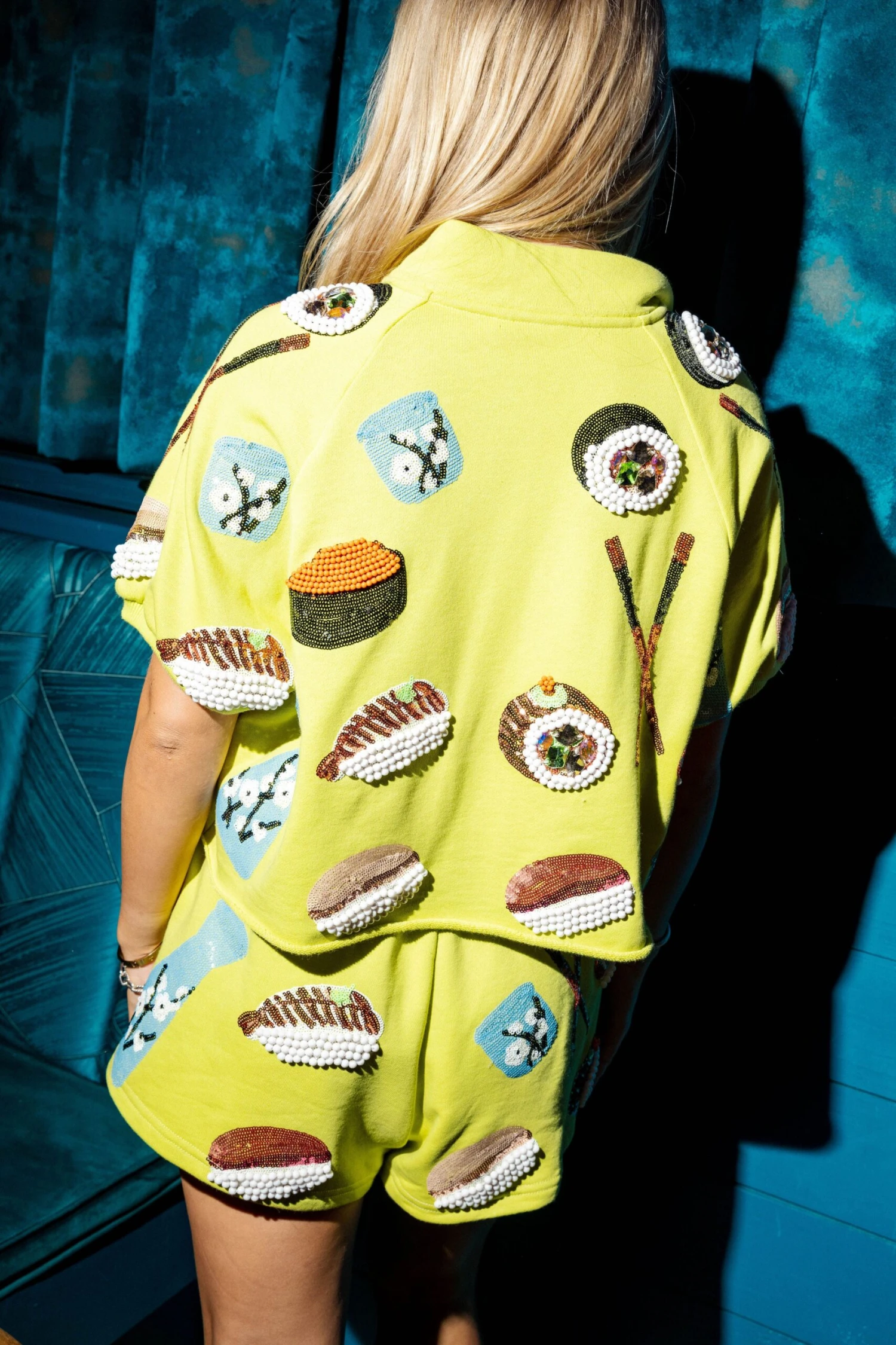 Lime Green Sushi Button Up Top - Image 4