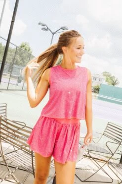 Queen Of Sparkles Hot Pink Rhinestone Active Short